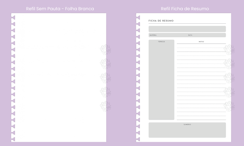 Refil para caderno reposicionável - modelo 3